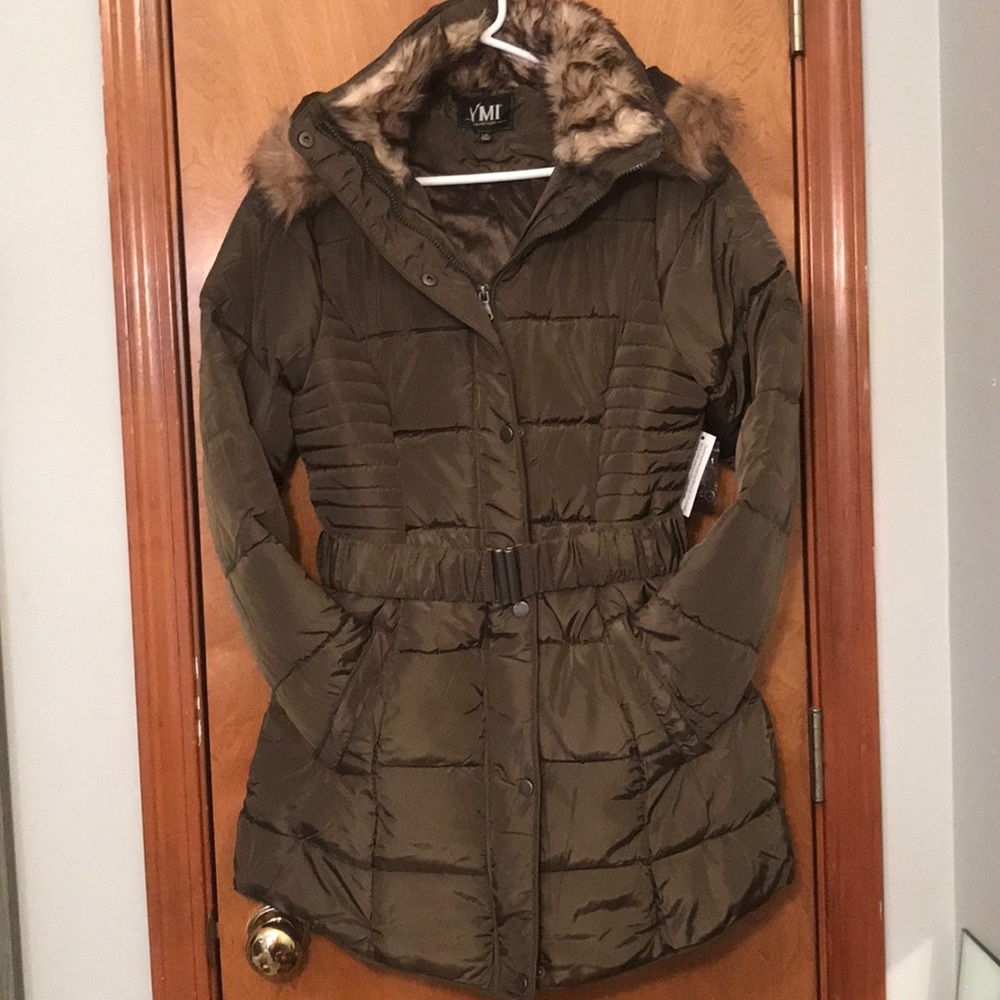 Fur hooded coat